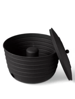 Matte Black Ribbed Hose Pot With Lid -Gardening Supplies Store 8611991 5868 tif
