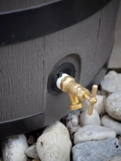 Round Rain Barrel With Planter, 35 Gallons -Gardening Supplies Store 8612856BK 10V tif