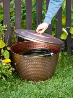 Hammered Copper Hose Pot With Lid -Gardening Supplies Store 8613311 0010